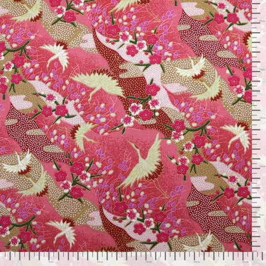 Kleine Kraniche & Kirschblüten - Pink