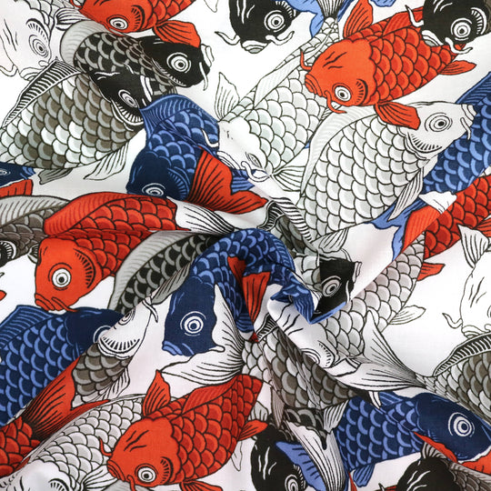 Tanz der Koi Karpfen - Weiß Blau