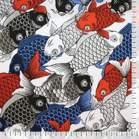 Tanz der Koi Karpfen - Weiß Blau