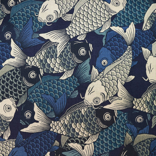 Tanz der Koi Karpfen - Dunkelblau