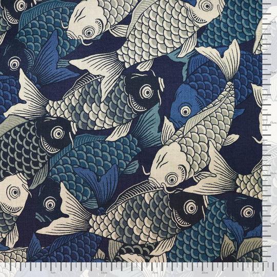 Tanz der Koi Karpfen - Dunkelblau