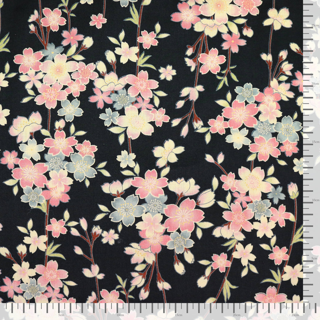 Vintage Kirschblüten - Schwarz