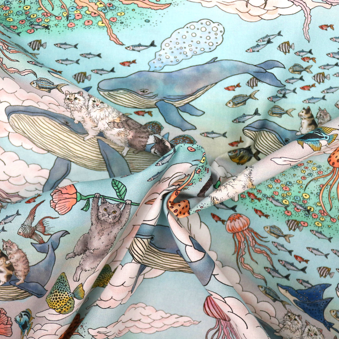 365 Cat Art - Cat Friends in Wonderland - Hellblau