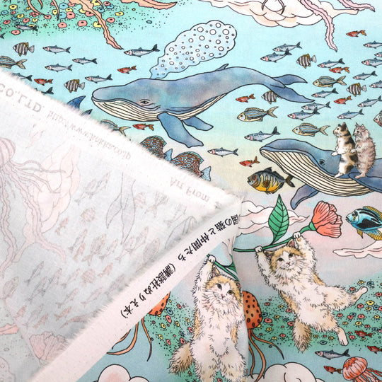 365 Cat Art - Cat Friends in Wonderland - Hellblau