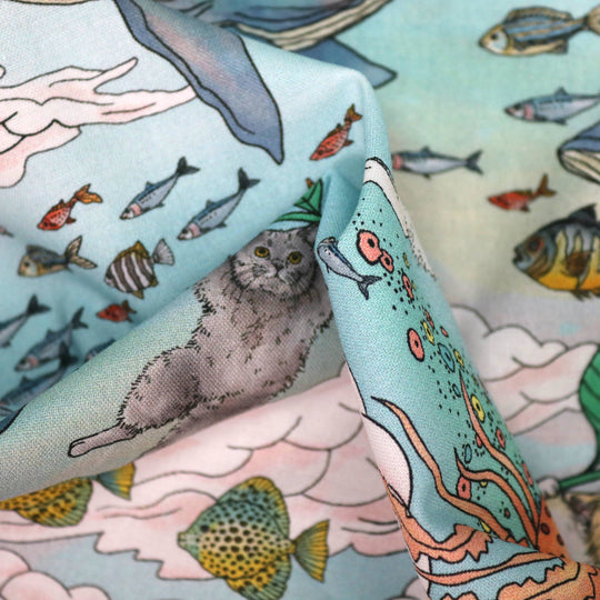 365 Cat Art - Cat Friends in Wonderland - Hellblau