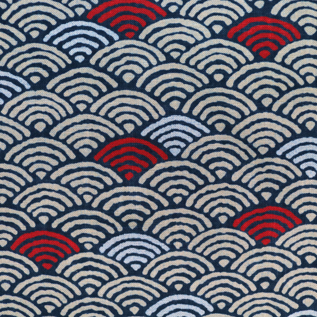 Seigaiha Midi No.5 - Dunkelblau Rot