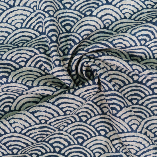 Seigaiha Midi No.5 - Dunkelblau