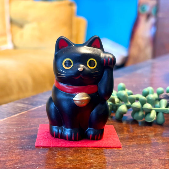 Glücksbringer Winkekatze - Schwarz - 7,5cm