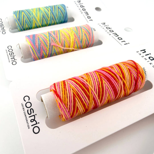 Hidamari Sashiko Garn - Multicolor - 303 gelb rosa