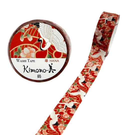 Washi-Tape - Kimono - Kranich - Rot
