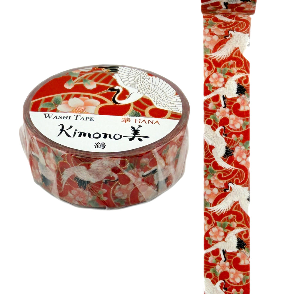 Washi-Tape - Kimono - Kranich - Rot
