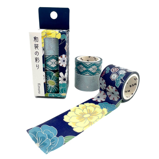 Washi-Tape Set - Kimono - Blau