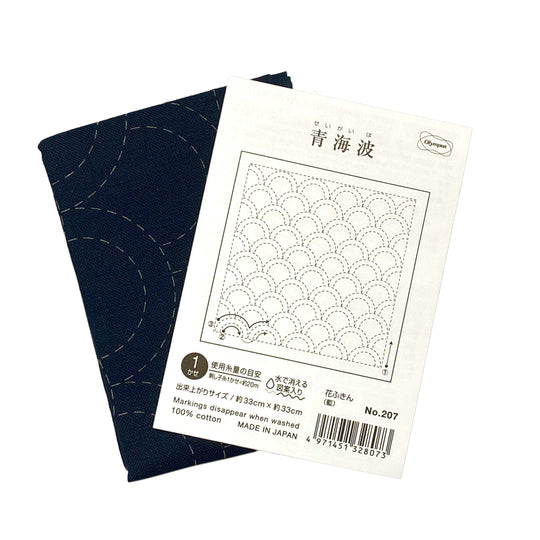 Olympus Hana Fukin Sashiko Sampler - Seigaha Deep Blue