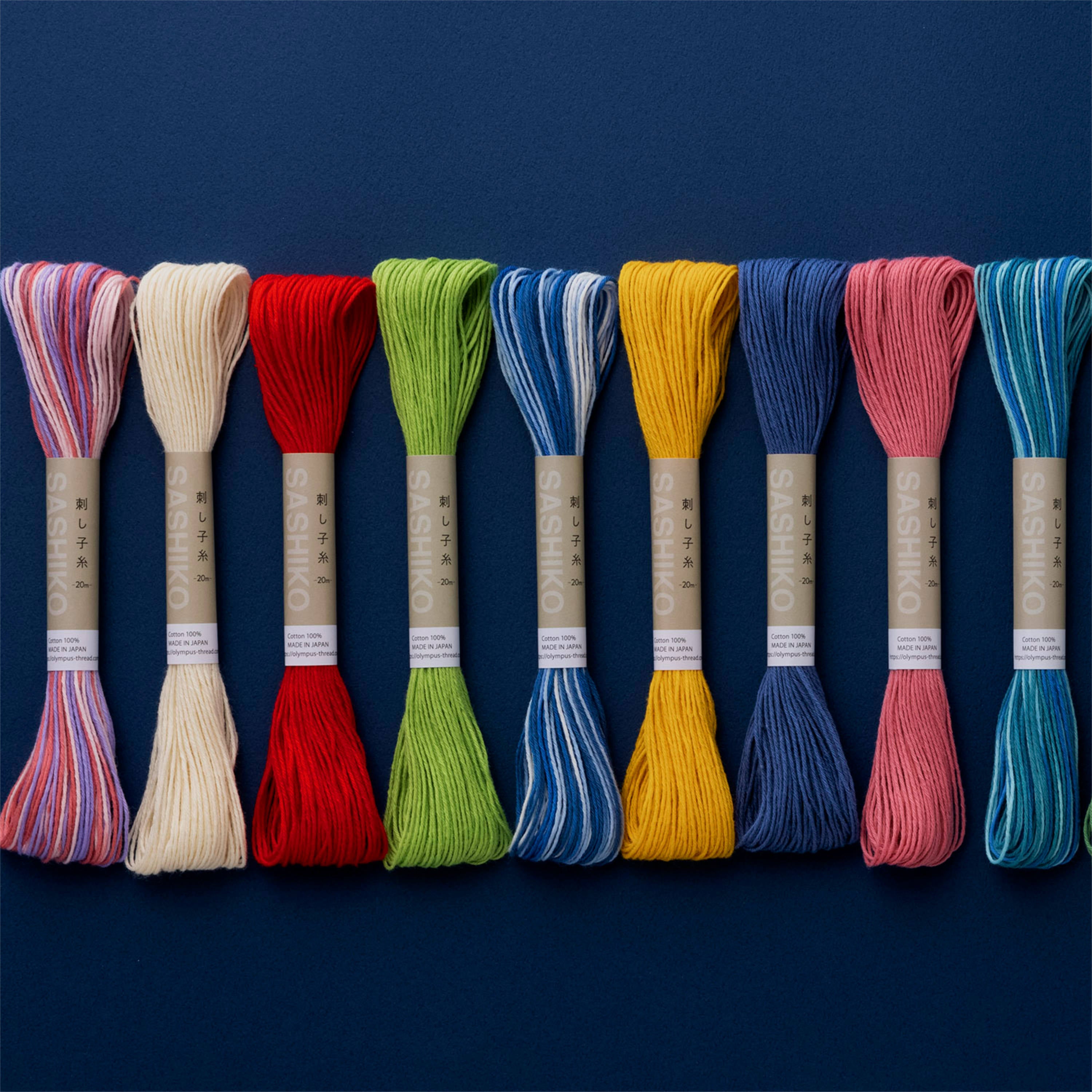 FREEBLOSS Sashiko Garn Set – 12 Farben, Je 20 M, Baumwolle Für Japanisches Sticken & Nähen