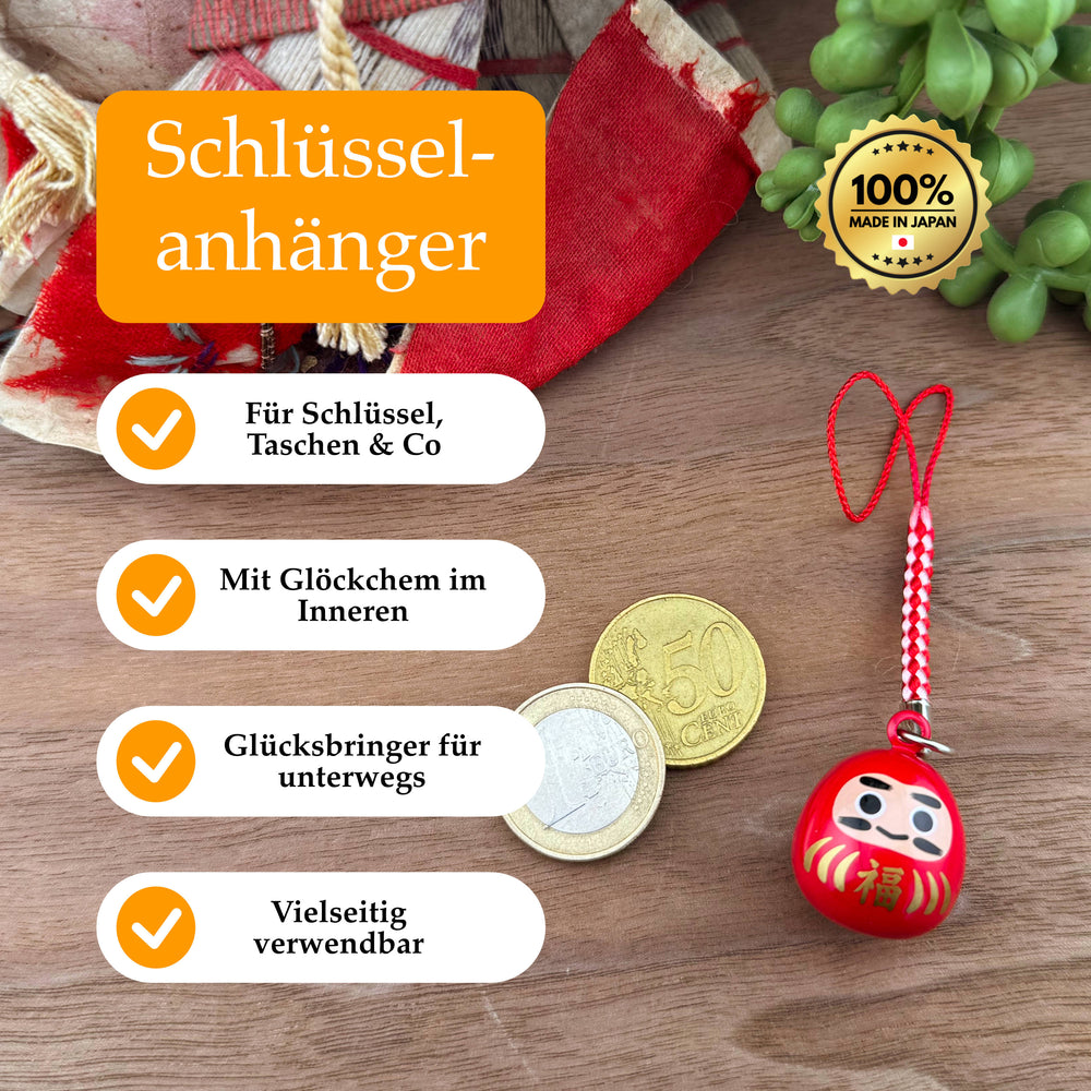 Schlüsselanhänger mit Glöckchen – Daruma